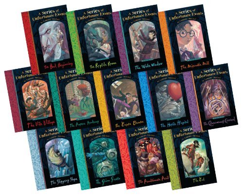 A Series of Unfortunate Events | The Grim GrottoThe Slippery SlopeThe Carnivorous CarnivalThe Hostile HospitalThe EndThe Penultimate PerilThe Reptile RoomThe Wide WindowThe Miserable MillThe Austere AcademyThe Ersatz ElevatorThe Vile V